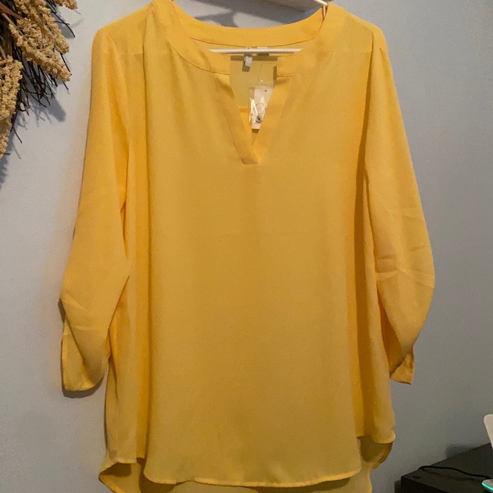 Yellow Mid Sleeve Blouse